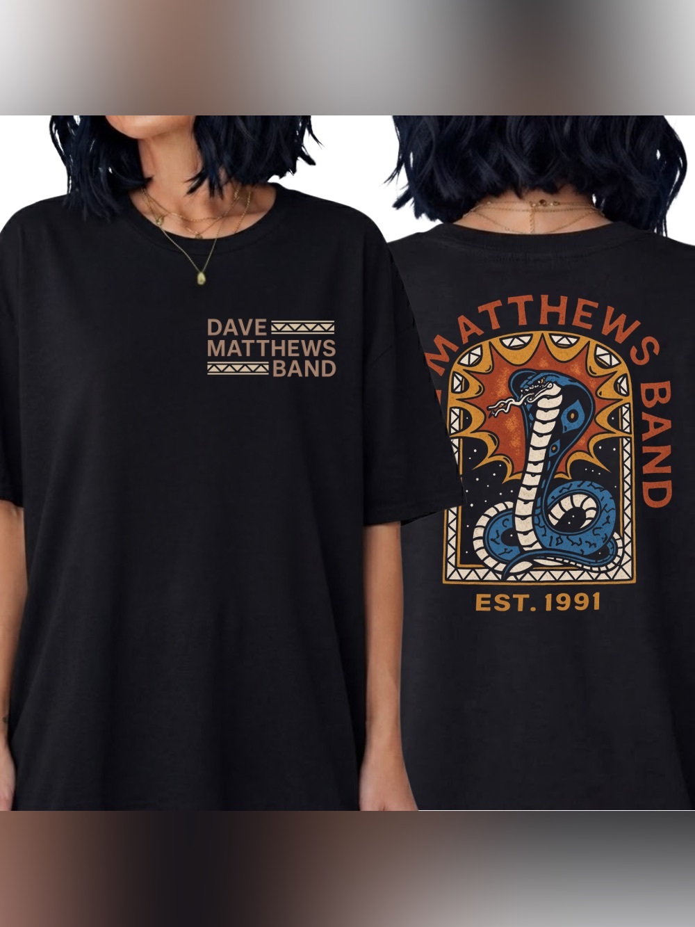 Dave Matthews Band Cobra Snake Est. 1991 Vintage Black T-Shirt